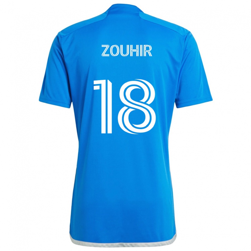 Kandiny Mujer Camiseta Rida Zouhir #18 Azul Blanco 1ª Equipación 2024/25 La Camisa Chile