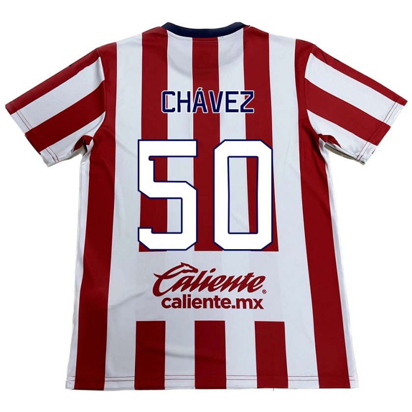 Kandiny Mujer Camiseta Mateo Chávez #50 Rojo Blanco 1ª Equipación 2024/25 La Camisa Chile