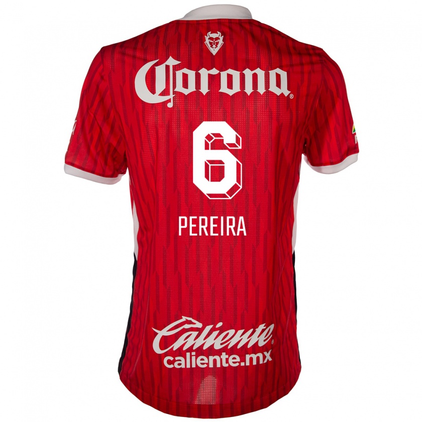 Kandiny Mujer Camiseta Federico Pereira #6 Rojo Blanco 1ª Equipación 2024/25 La Camisa Chile