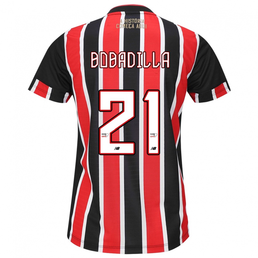 Kandiny Mujer Camiseta Damián Bobadilla #21 Negro Rojo Blanco 2ª Equipación 2024/25 La Camisa Chile