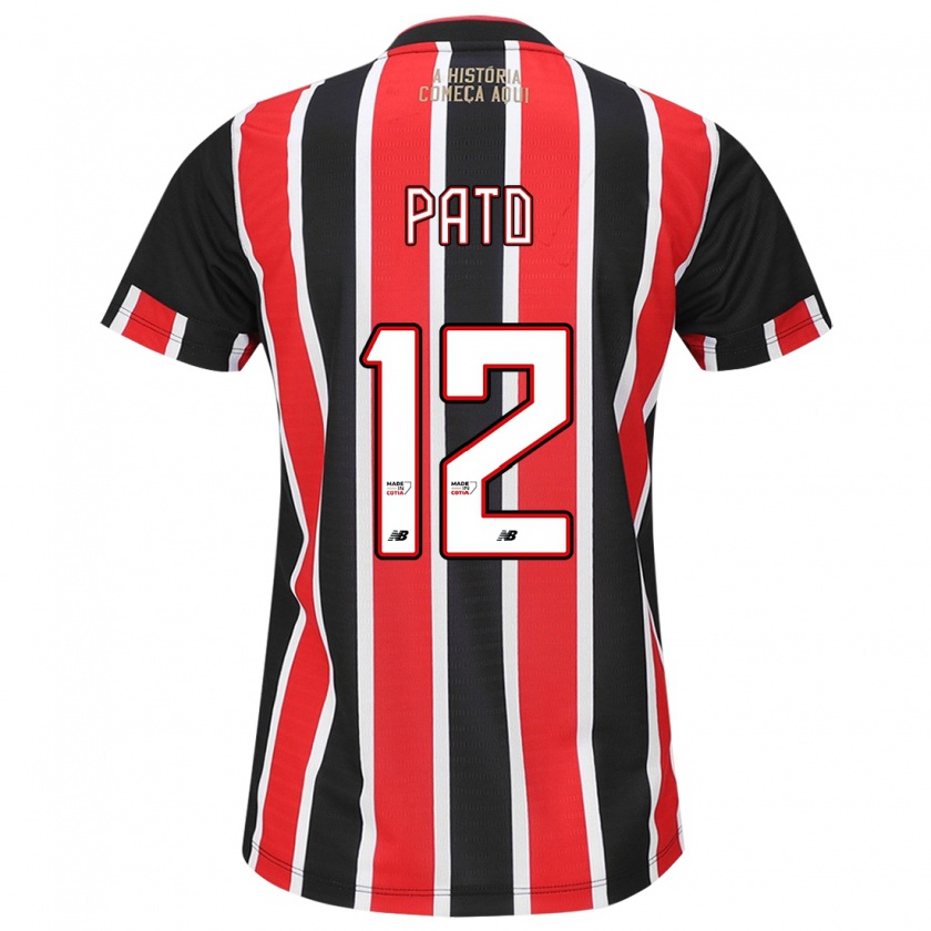 Kandiny Mujer Camiseta Alexandre Pato #12 Negro Rojo Blanco 2ª Equipación 2024/25 La Camisa Chile