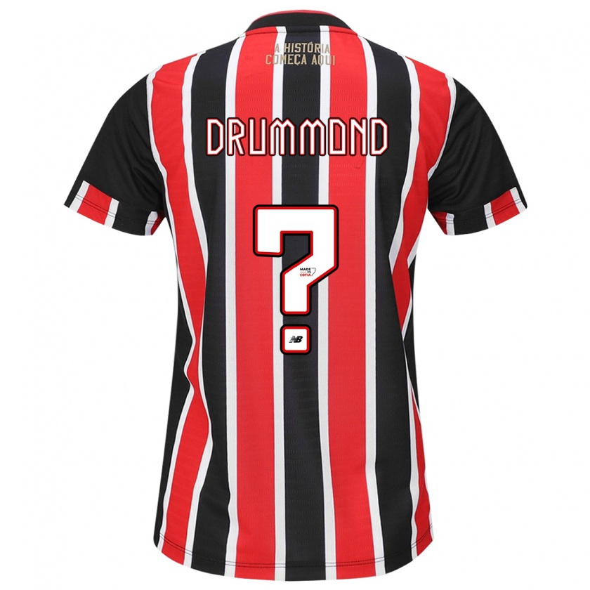 Kandiny Mujer Camiseta Lucca Drummond #0 Negro Rojo Blanco 2ª Equipación 2024/25 La Camisa Chile