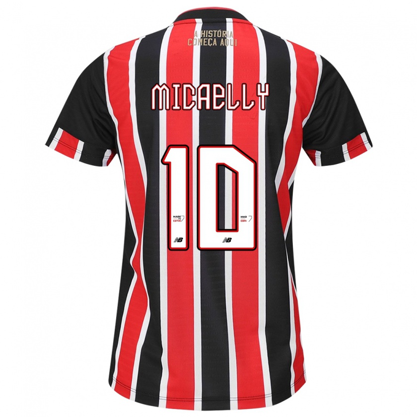 Kandiny Mujer Camiseta Micaelly #10 Negro Rojo Blanco 2ª Equipación 2024/25 La Camisa Chile