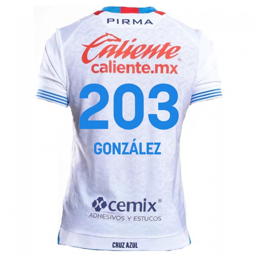 Kandiny Mujer Camiseta Rogelio González #203 Blanco Azul 2ª Equipación 2024/25 La Camisa Chile