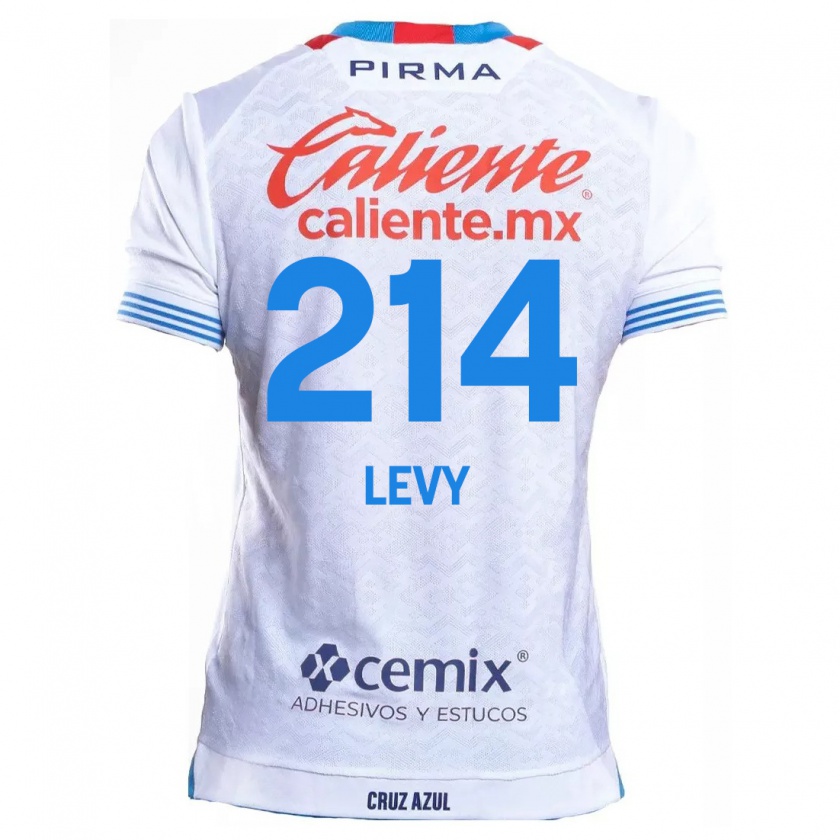 Kandiny Mujer Camiseta Mateo Levy #214 Blanco Azul 2ª Equipación 2024/25 La Camisa Chile