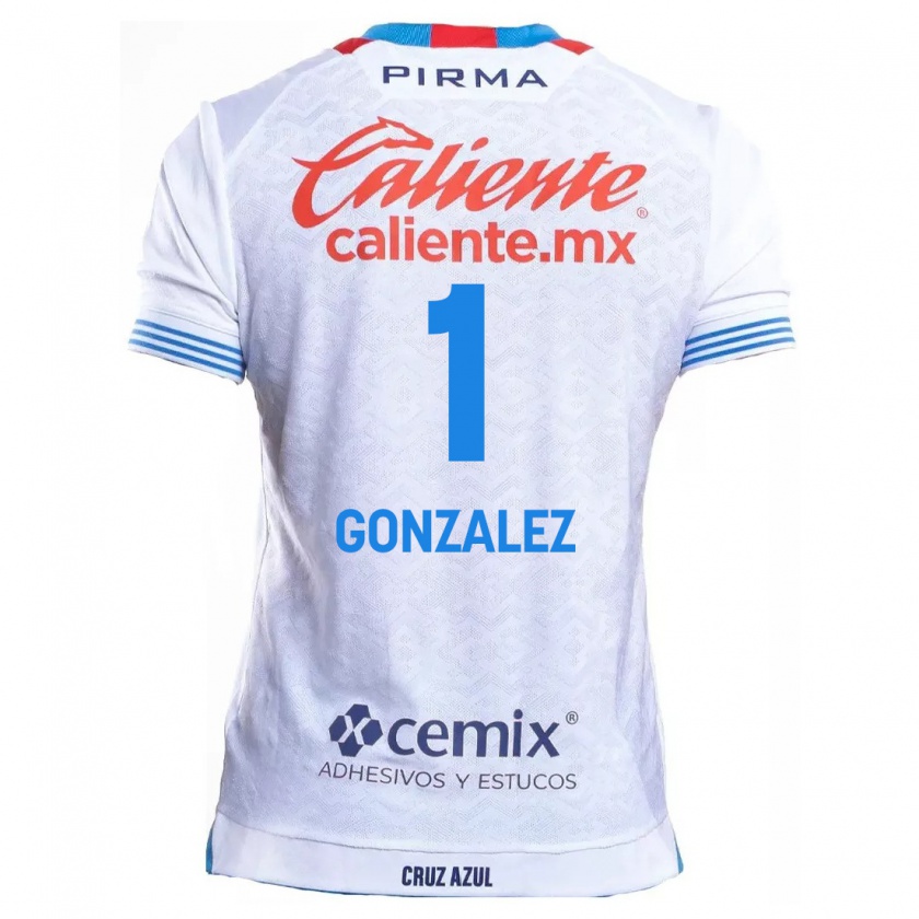 Kandiny Mujer Camiseta Itzayana Gonzalez #1 Blanco Azul 2ª Equipación 2024/25 La Camisa Chile