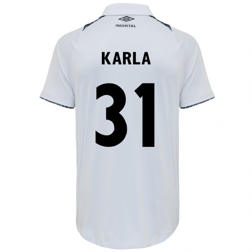 Kandiny Mujer Camiseta Emmily Karla #31 Blanco Azul 2ª Equipación 2024/25 La Camisa Chile