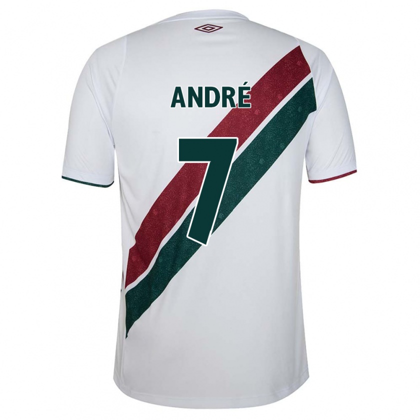 Kandiny Mujer Camiseta André #7 Blanco Verde Granate 2ª Equipación 2024/25 La Camisa Chile