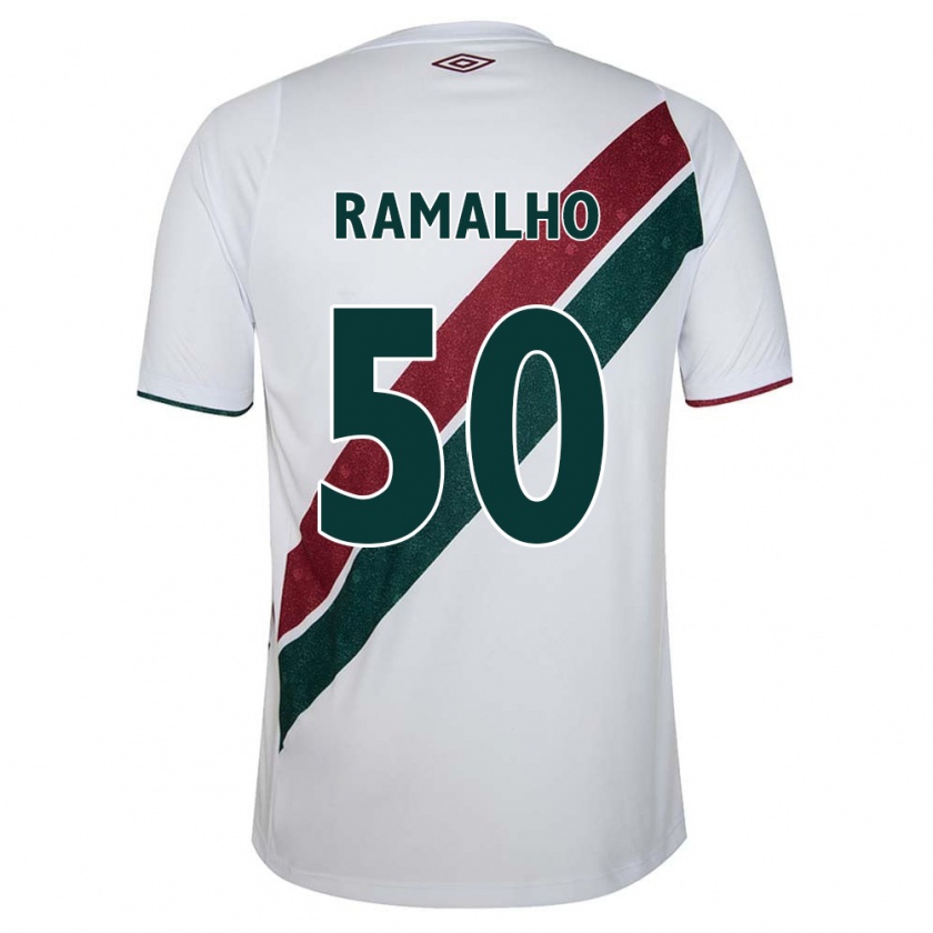 Kandiny Mujer Camiseta Gustavo Ramalho #50 Blanco Verde Granate 2ª Equipación 2024/25 La Camisa Chile