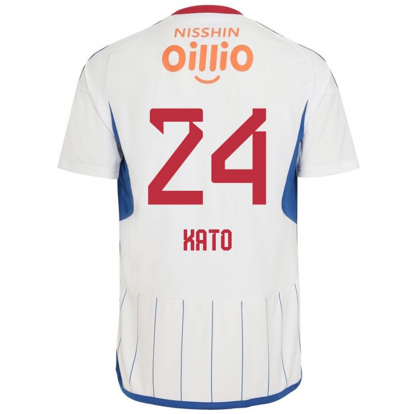 Kandiny Mujer Camiseta Hijiri Kato #24 Blanco Azul Rojo 2ª Equipación 2024/25 La Camisa Chile