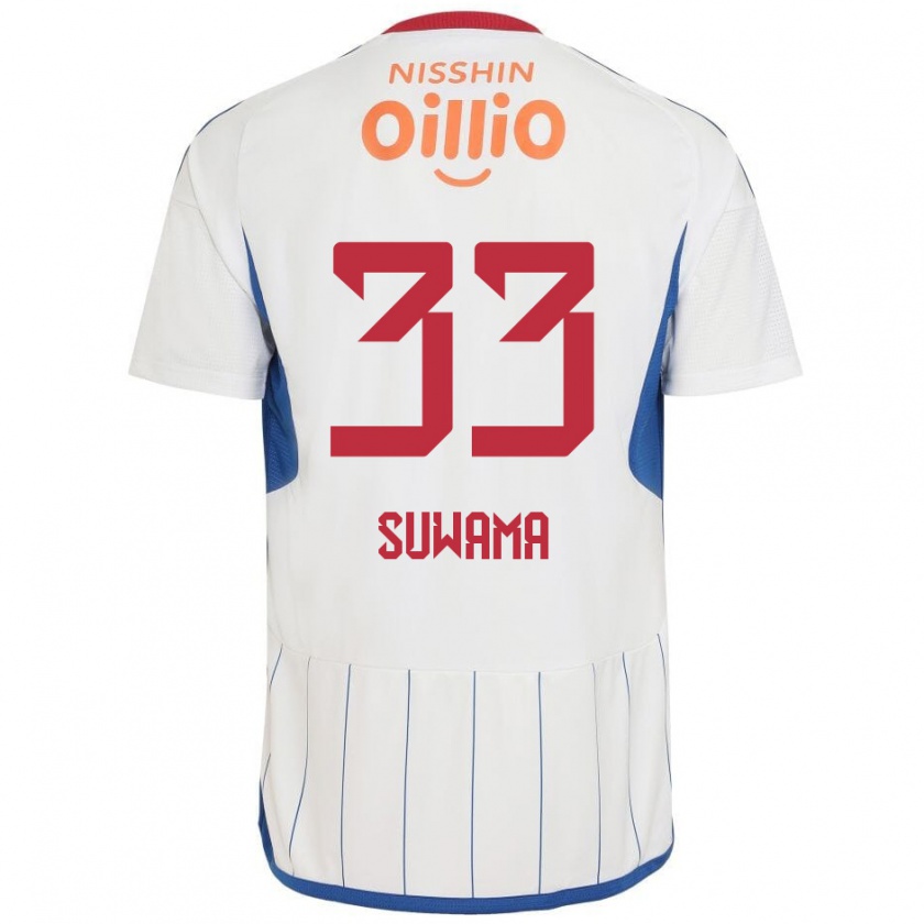 Kandiny Mujer Camiseta Kosei Suwama #33 Blanco Azul Rojo 2ª Equipación 2024/25 La Camisa Chile