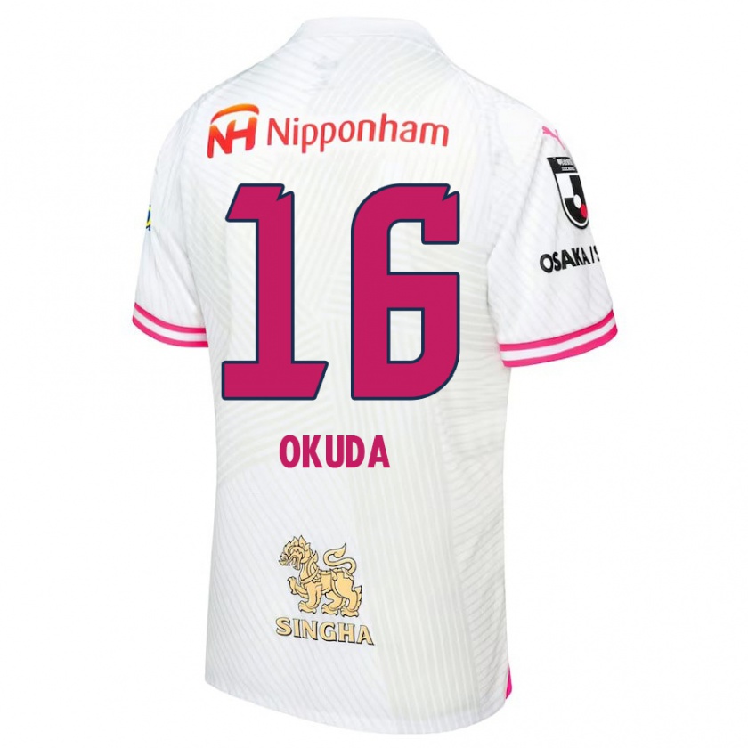 Kandiny Mujer Camiseta Hayato Okuda #16 Blanco Rosa 2ª Equipación 2024/25 La Camisa Chile