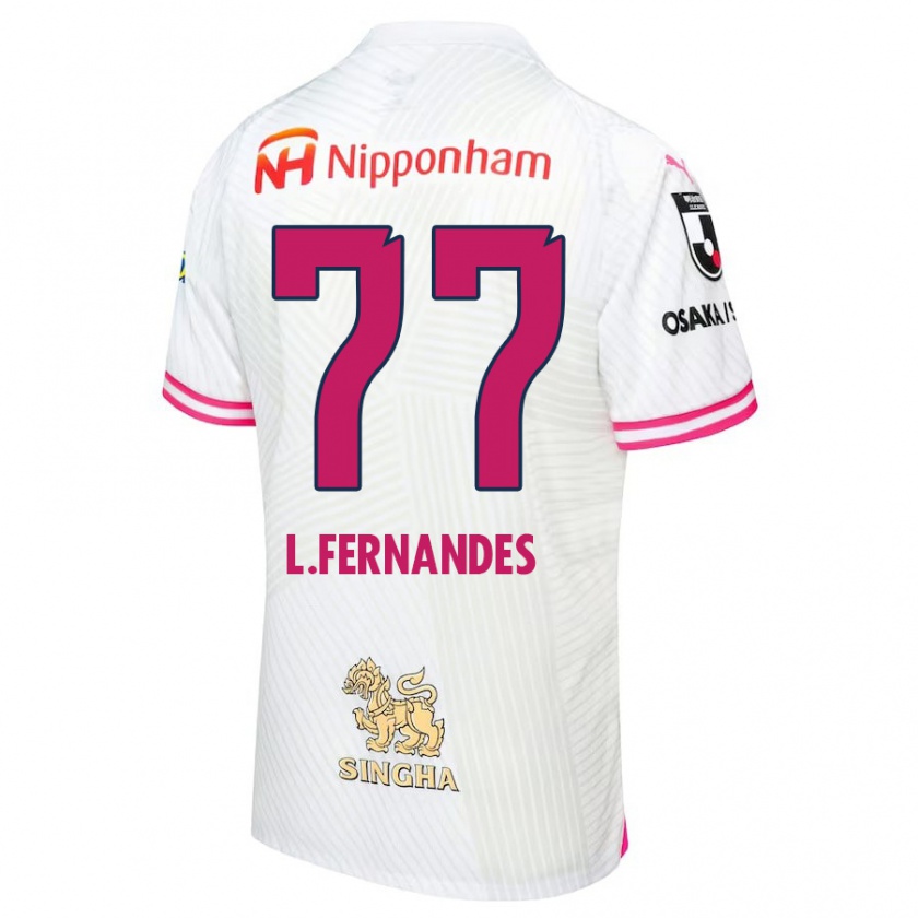 Kandiny Mujer Camiseta Lucas Fernandes #77 Blanco Rosa 2ª Equipación 2024/25 La Camisa Chile