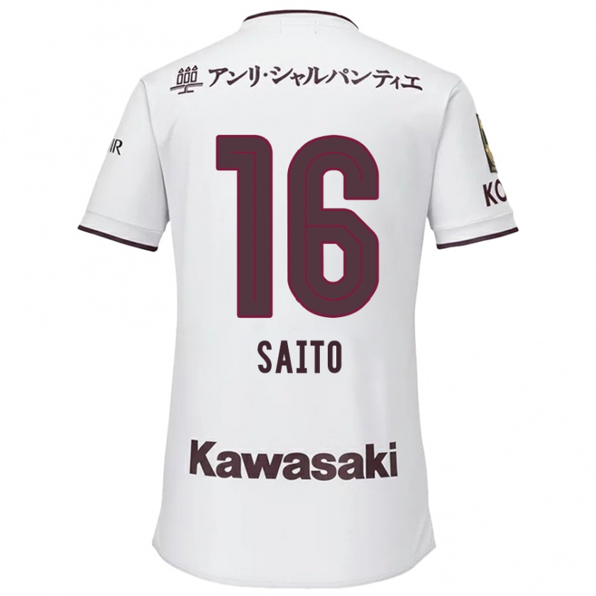 Kandiny Mujer Camiseta Mitsuki Saito #16 Blanco Rojo 2ª Equipación 2024/25 La Camisa Chile