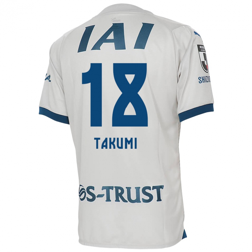 Kandiny Mujer Camiseta Takumi Kato #18 Blanco Azul 2ª Equipación 2024/25 La Camisa Chile