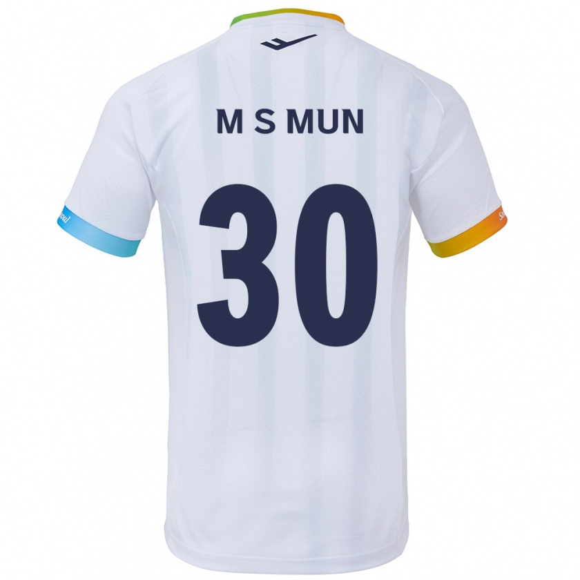 Kandiny Mujer Camiseta Seong-Min Mun #30 Blanco Azul 2ª Equipación 2024/25 La Camisa Chile