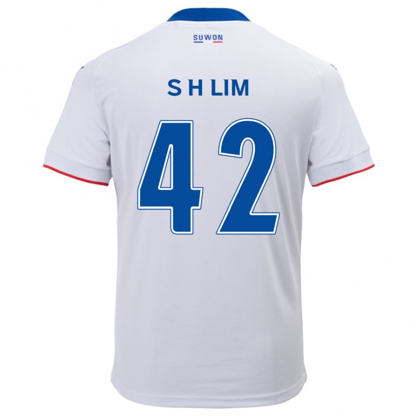 Kandiny Mujer Camiseta Hyun-Sub Lim #42 Blanco Azul 2ª Equipación 2024/25 La Camisa Chile