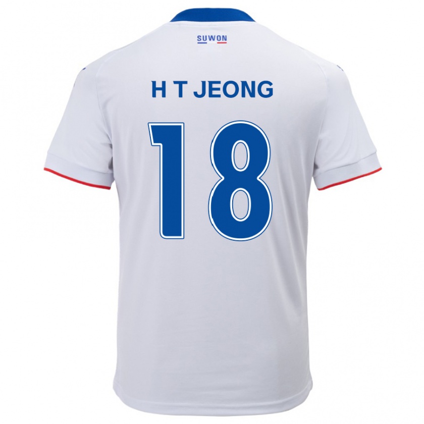 Kandiny Mujer Camiseta Tae-Hwan Jeong #18 Blanco Azul 2ª Equipación 2024/25 La Camisa Chile