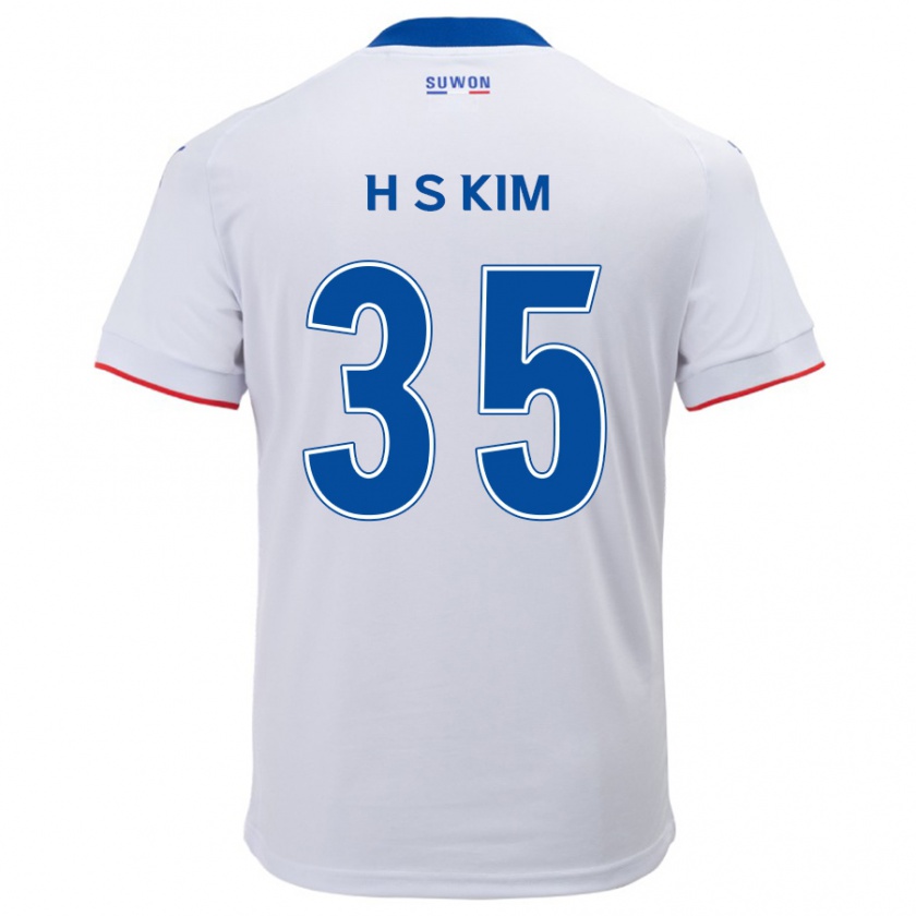 Kandiny Mujer Camiseta Seung-Hyun Kim #35 Blanco Azul 2ª Equipación 2024/25 La Camisa Chile