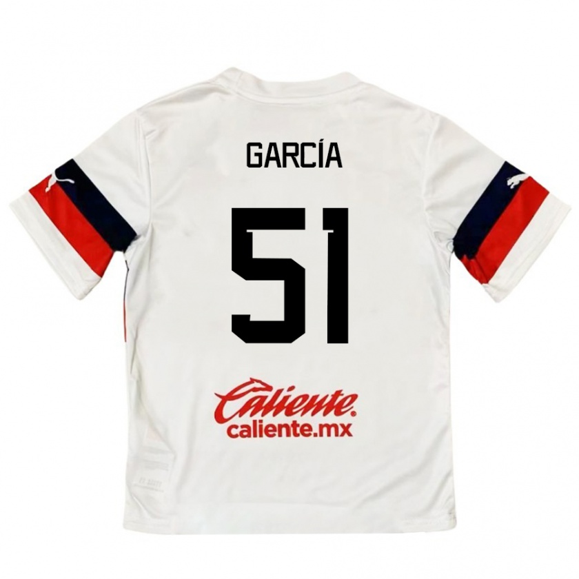 Kandiny Mujer Camiseta Eduardo García #51 Blanco Rojo 2ª Equipación 2024/25 La Camisa Chile