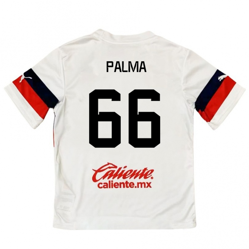 Kandiny Mujer Camiseta Arturo Palma #66 Blanco Rojo 2ª Equipación 2024/25 La Camisa Chile