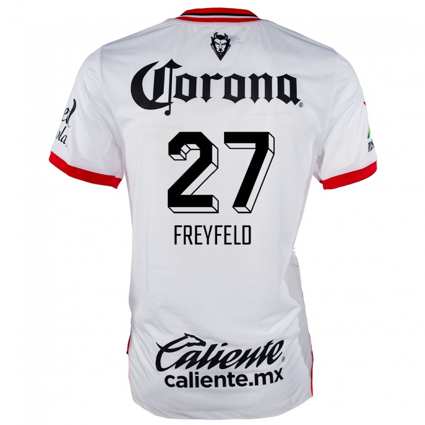 Kandiny Mujer Camiseta Emiliano Freyfeld #27 Blanco Rojo 2ª Equipación 2024/25 La Camisa Chile