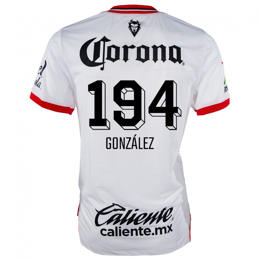 Kandiny Mujer Camiseta Cristopher González #194 Blanco Rojo 2ª Equipación 2024/25 La Camisa Chile