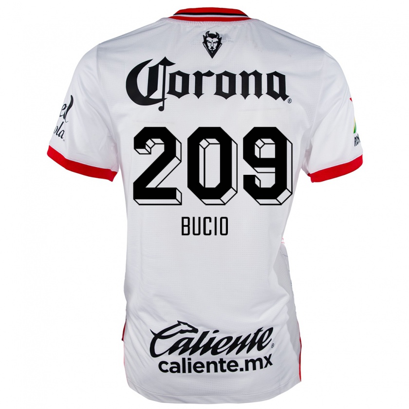 Kandiny Mujer Camiseta Sebastián Bucio #209 Blanco Rojo 2ª Equipación 2024/25 La Camisa Chile