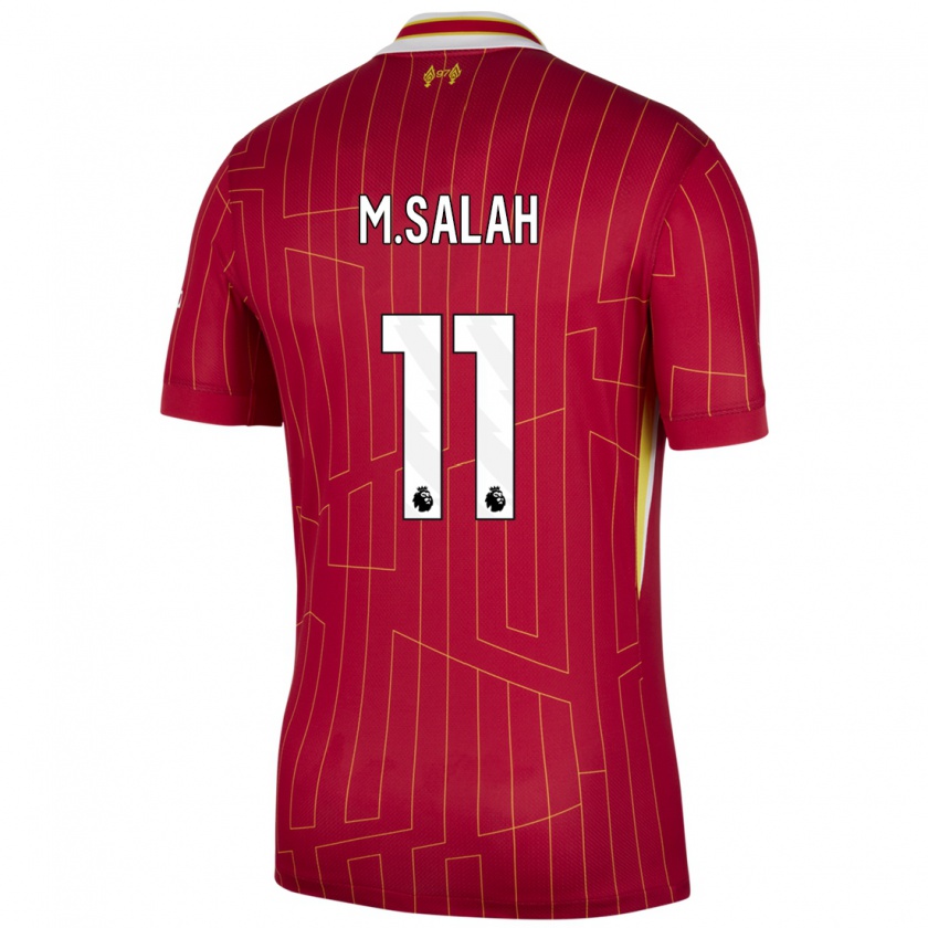 Kandiny Niño Camiseta Mohamed Salah #11 Rojo Amarillo Blanco 1ª Equipación 2024/25 La Camisa Chile