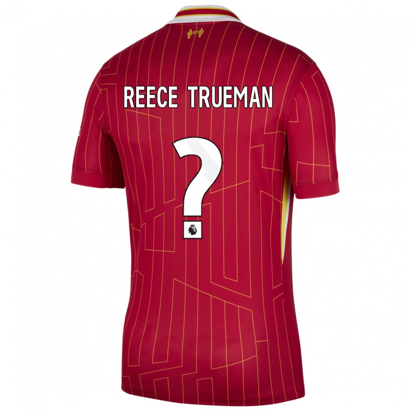 Kandiny Niño Camiseta Reece Trueman #0 Rojo Amarillo Blanco 1ª Equipación 2024/25 La Camisa Chile