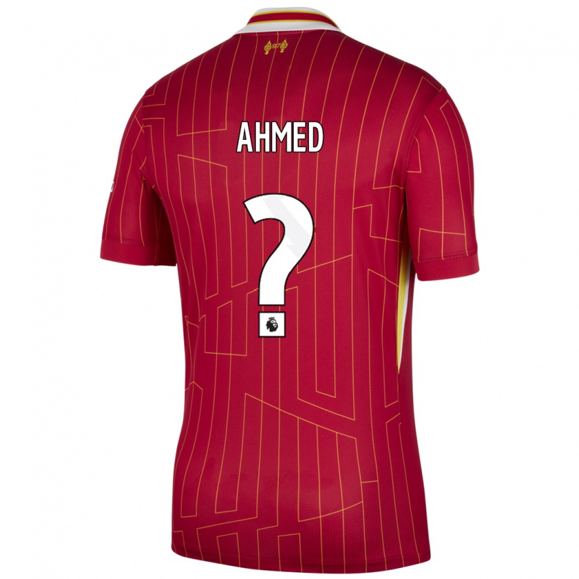 Kandiny Niño Camiseta Karim Ahmed #0 Rojo Amarillo Blanco 1ª Equipación 2024/25 La Camisa Chile