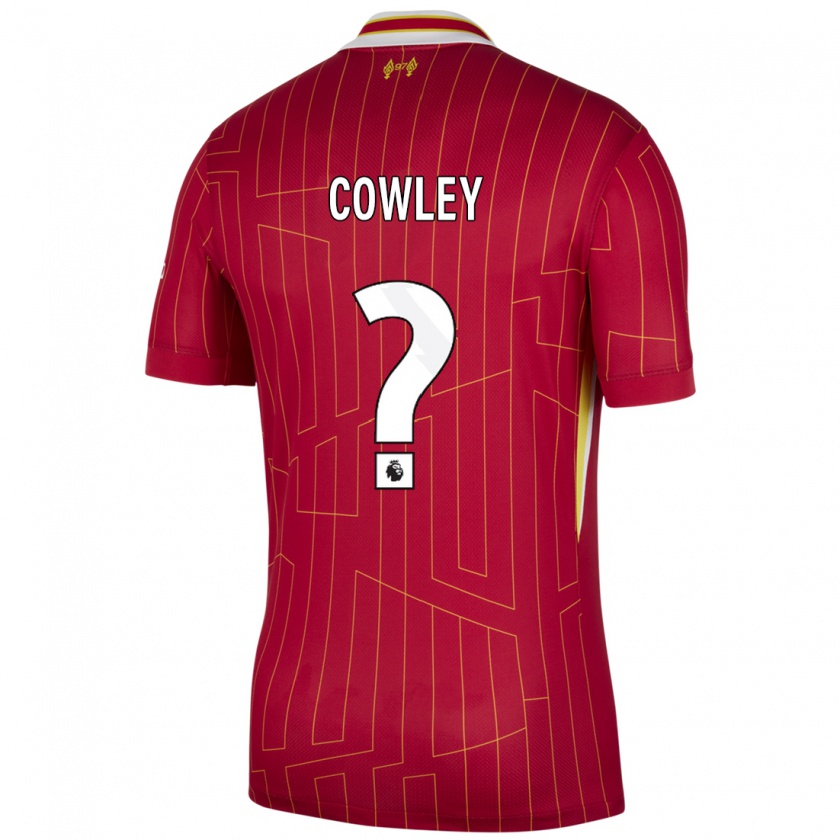 Kandiny Niño Camiseta Ryan Cowley #0 Rojo Amarillo Blanco 1ª Equipación 2024/25 La Camisa Chile