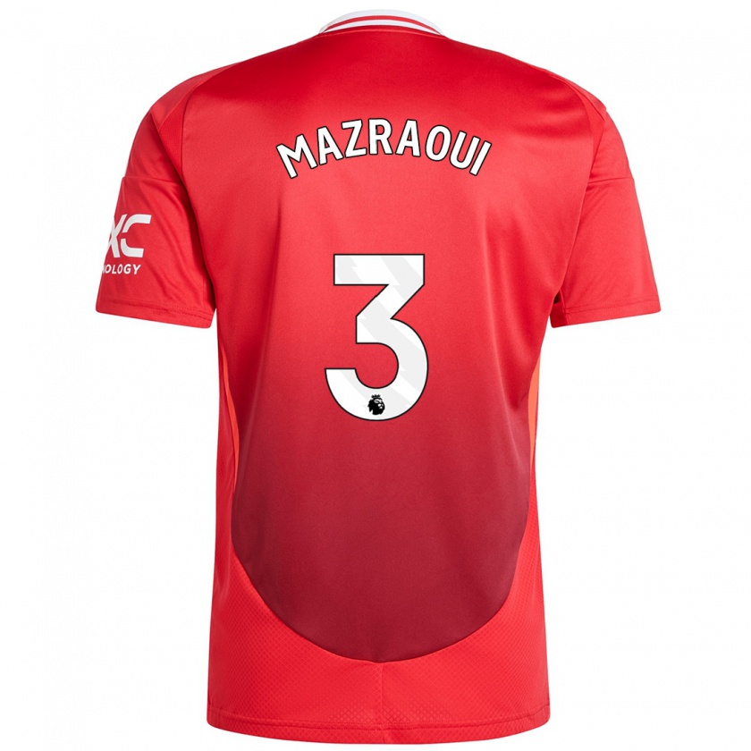 Kandiny Niño Camiseta Noussair Mazraoui #3 Rojo Brillante 1ª Equipación 2024/25 La Camisa Chile