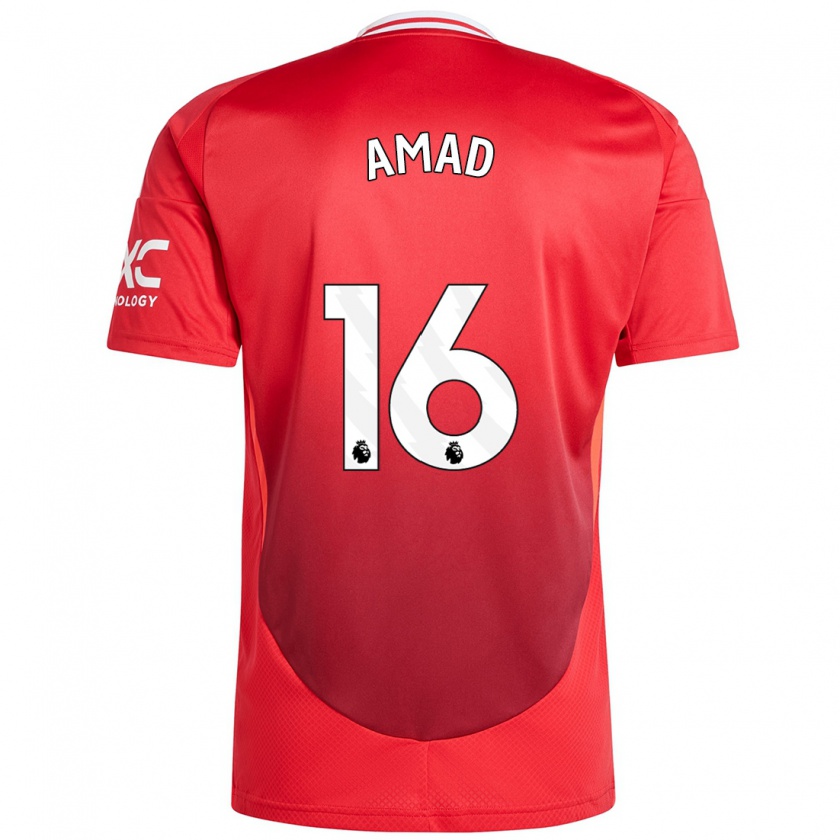 Kandiny Niño Camiseta Amad Diallo #16 Rojo Brillante 1ª Equipación 2024/25 La Camisa Chile