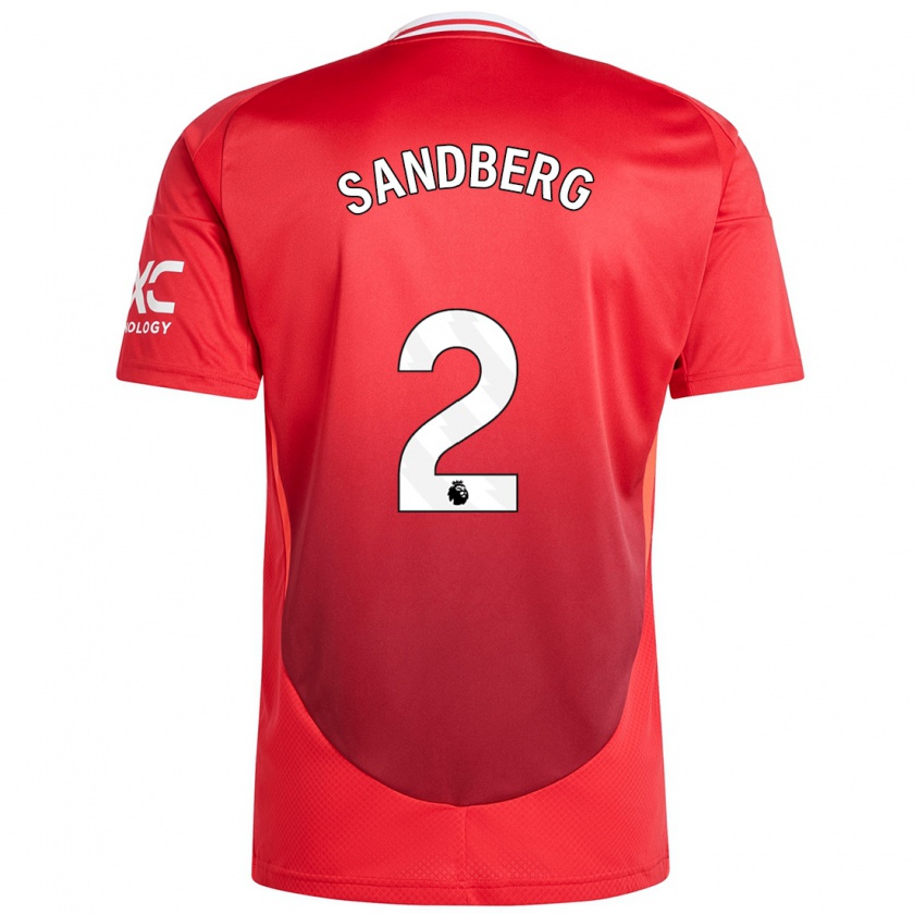 Kandiny Niño Camiseta Anna Sandberg #2 Rojo Brillante 1ª Equipación 2024/25 La Camisa Chile