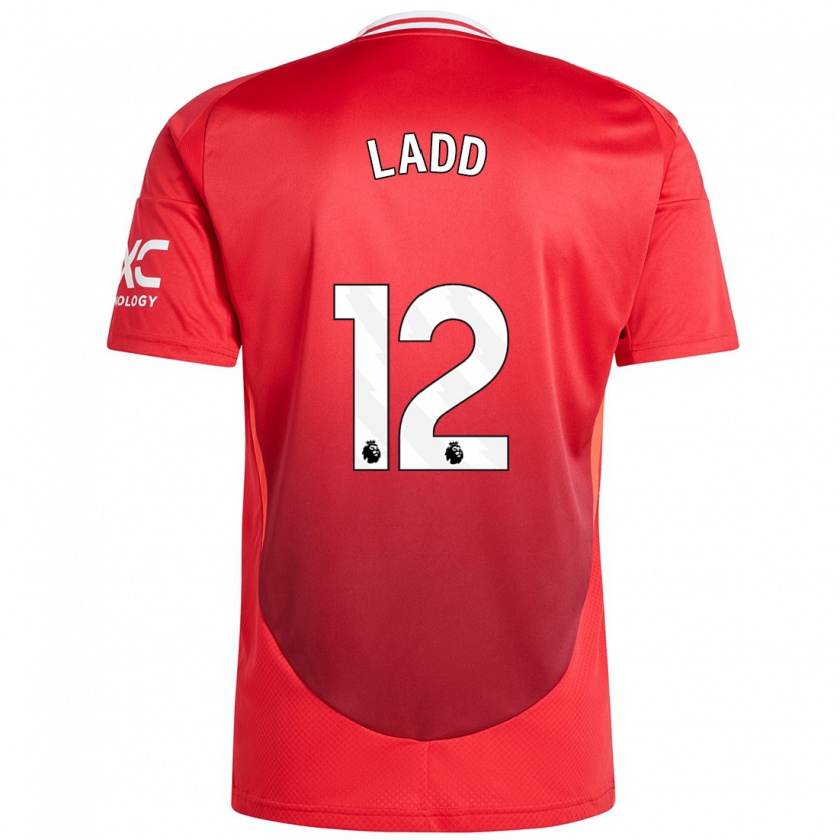 Kandiny Niño Camiseta Hayley Ladd #12 Rojo Brillante 1ª Equipación 2024/25 La Camisa Chile