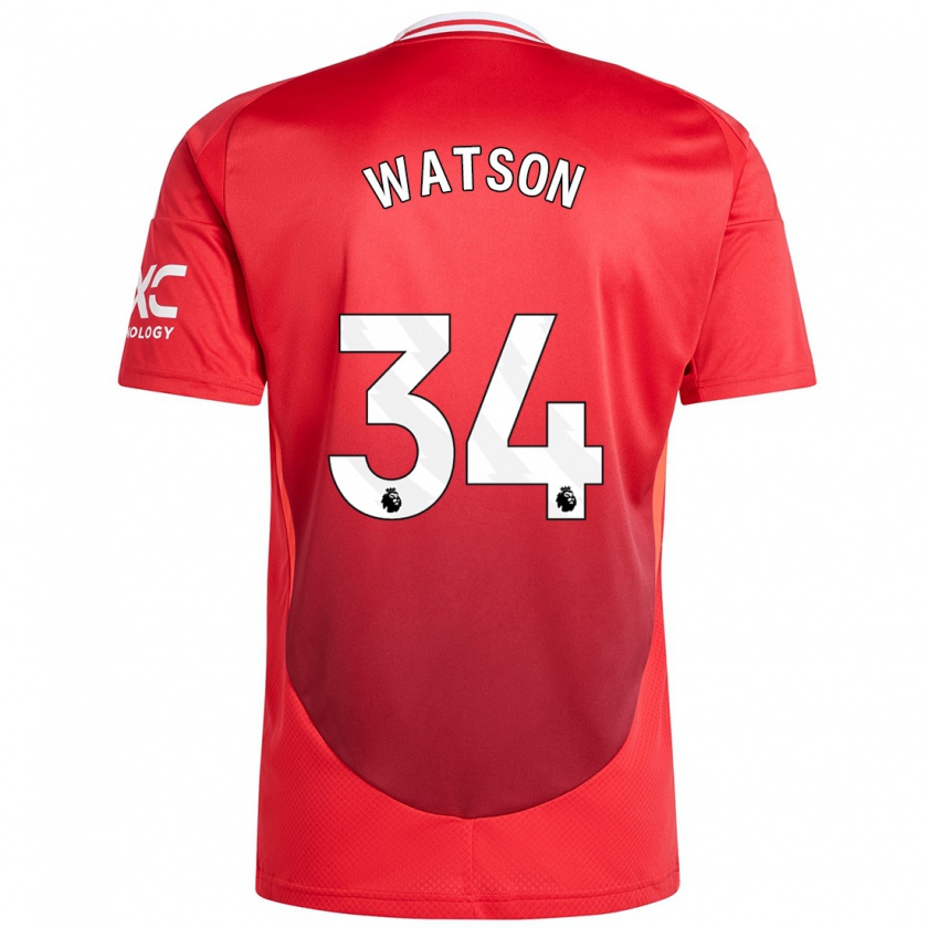 Kandiny Niño Camiseta Emma Watson #34 Rojo Brillante 1ª Equipación 2024/25 La Camisa Chile