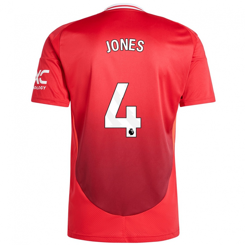 Kandiny Niño Camiseta Phil Jones #4 Rojo Brillante 1ª Equipación 2024/25 La Camisa Chile