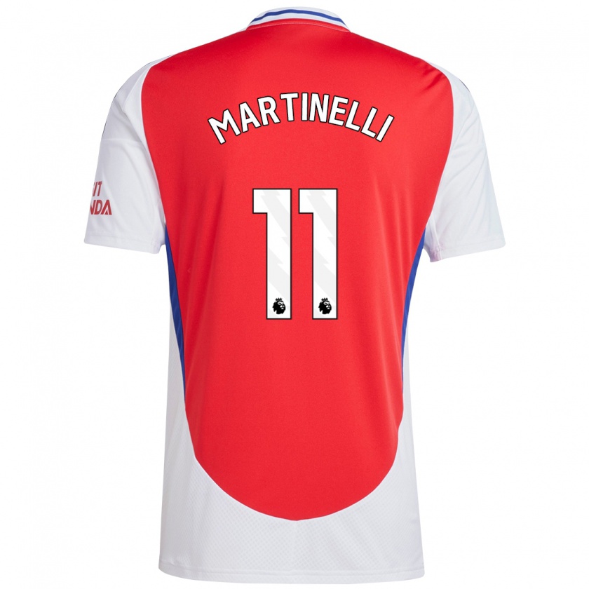 Kandiny Niño Camiseta Gabriel Martinelli #11 Rojo Blanco 1ª Equipación 2024/25 La Camisa Chile