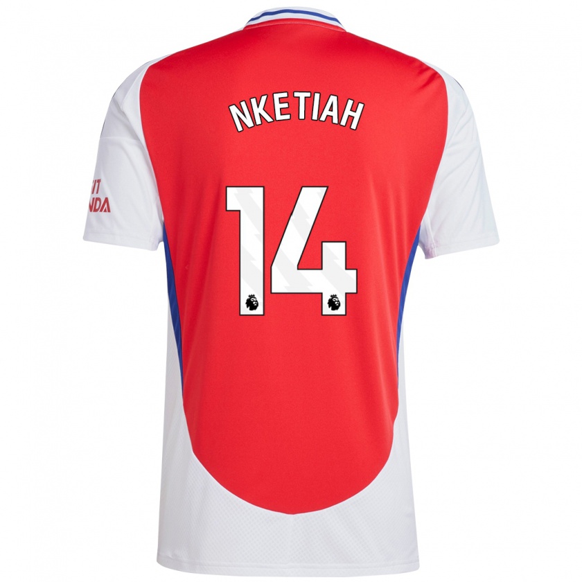 Kandiny Niño Camiseta Eddie Nketiah #14 Rojo Blanco 1ª Equipación 2024/25 La Camisa Chile