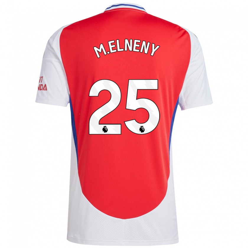 Kandiny Niño Camiseta Mohamed Elneny #25 Rojo Blanco 1ª Equipación 2024/25 La Camisa Chile