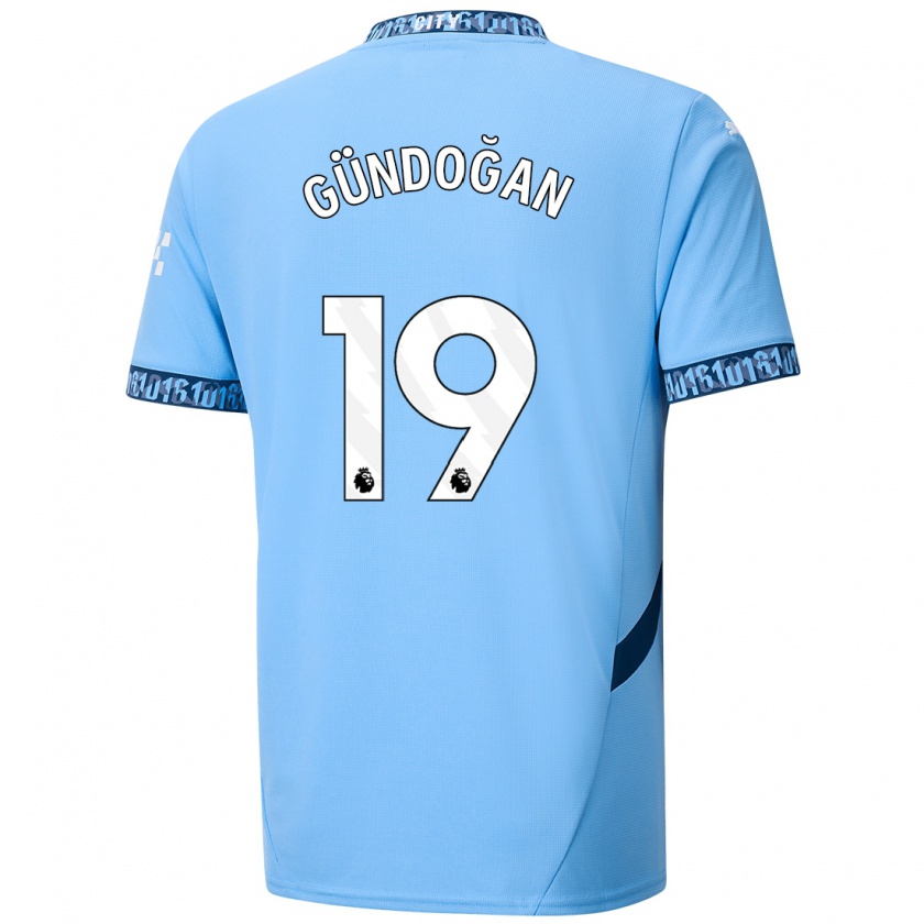 Kandiny Niño Camiseta İlkay Gündoğan #19 Azul Marino 1ª Equipación 2024/25 La Camisa Chile