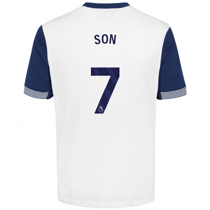 Kandiny Niño Camiseta Heung-Min Son #7 Blanco Azul 1ª Equipación 2024/25 La Camisa Chile