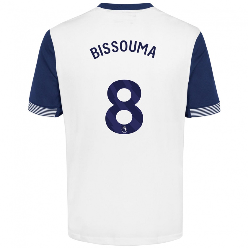 Kandiny Niño Camiseta Yves Bissouma #8 Blanco Azul 1ª Equipación 2024/25 La Camisa Chile