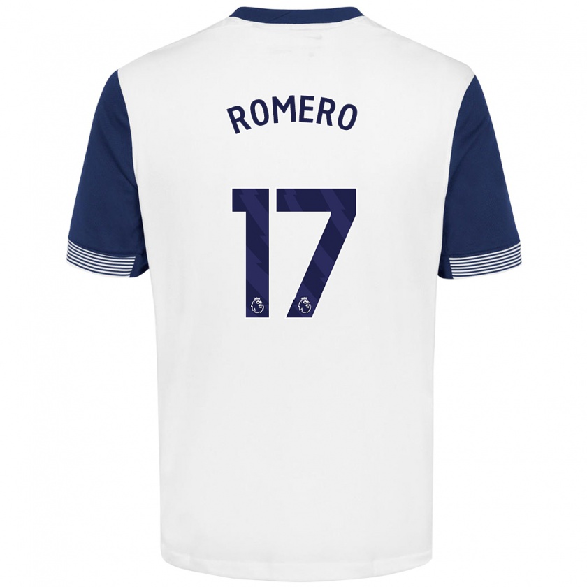 Kandiny Niño Camiseta Cristian Romero #17 Blanco Azul 1ª Equipación 2024/25 La Camisa Chile