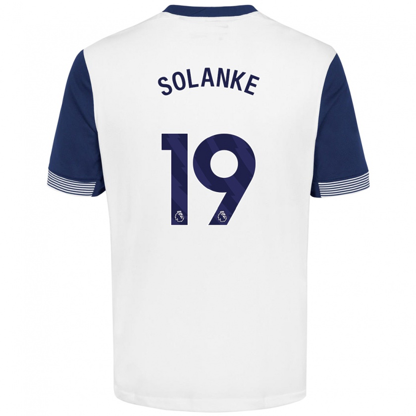 Kandiny Niño Camiseta Dominic Solanke #19 Blanco Azul 1ª Equipación 2024/25 La Camisa Chile