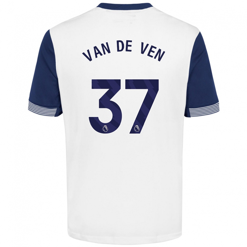 Kandiny Niño Camiseta Micky Van De Ven #37 Blanco Azul 1ª Equipación 2024/25 La Camisa Chile