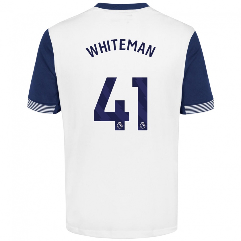 Kandiny Niño Camiseta Alfie Whiteman #41 Blanco Azul 1ª Equipación 2024/25 La Camisa Chile