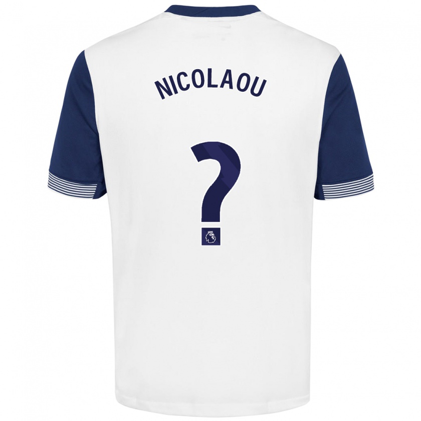 Kandiny Niño Camiseta Shakil Nicolaou #0 Blanco Azul 1ª Equipación 2024/25 La Camisa Chile