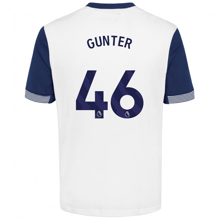 Kandiny Niño Camiseta Luca Gunter #46 Blanco Azul 1ª Equipación 2024/25 La Camisa Chile